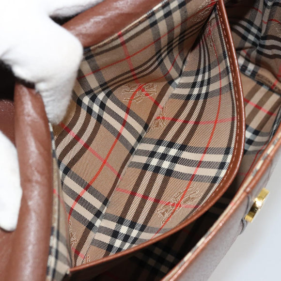 Burberrys Shoulder Bag Leather Beige Gold Auth bs34683