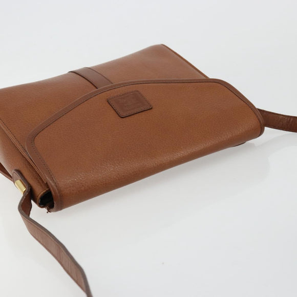 Burberrys Shoulder Bag Leather Beige Gold Auth bs34683