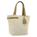 PRADA Sports Line Hand Bag Canvas Beige Silver Auth bs34685-1