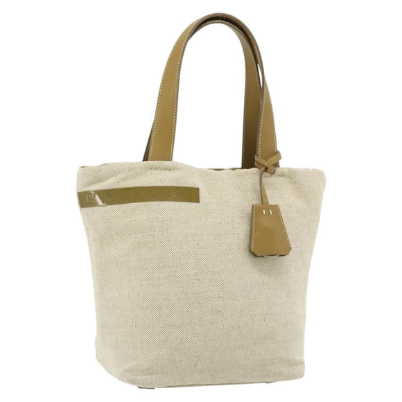 PRADA Sports Line Hand Bag Canvas Beige Silver Auth bs34685
