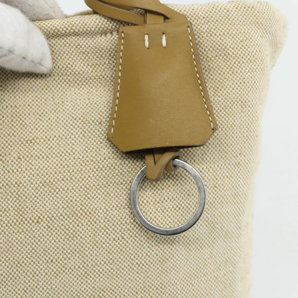 PRADA Sports Line Hand Bag Canvas Beige Silver Auth bs34685