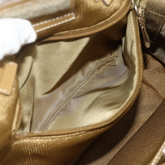 PRADA Sports Line Hand Bag Canvas Beige Silver Auth bs34685