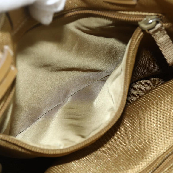 PRADA Sports Line Hand Bag Canvas Beige Silver Auth bs34685