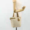 PRADA Sports Line Hand Bag Canvas Beige Silver Auth bs34685-24