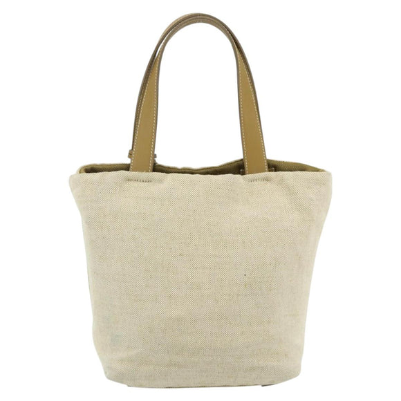 PRADA Sports Line Hand Bag Canvas Beige Silver Auth bs34685