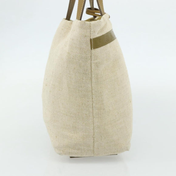 PRADA Sports Line Hand Bag Canvas Beige Silver Auth bs34685