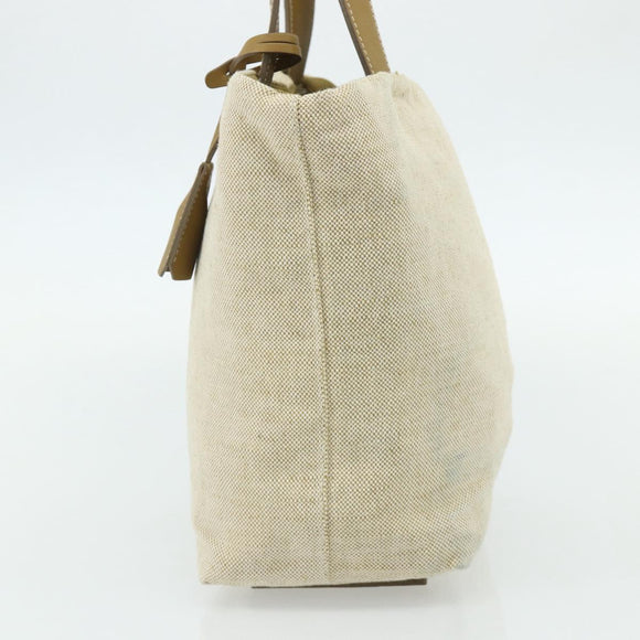 PRADA Sports Line Hand Bag Canvas Beige Silver Auth bs34685