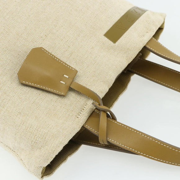 PRADA Sports Line Hand Bag Canvas Beige Silver Auth bs34685