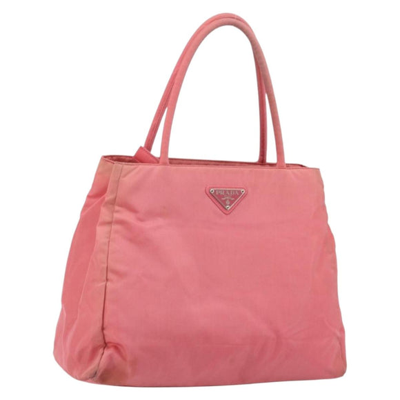 PRADA Hand Bag Nylon Pink Silver Auth bs34689