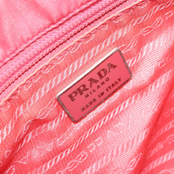 PRADA Hand Bag Nylon Pink Silver Auth bs34689