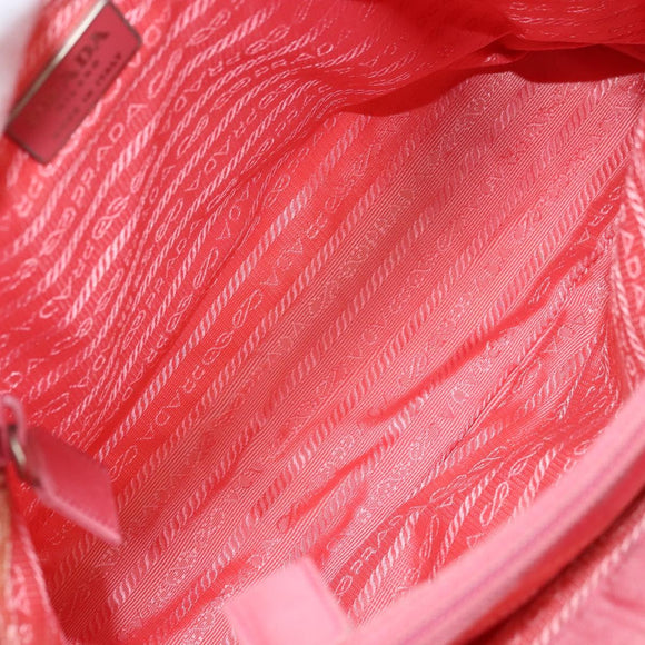 PRADA Hand Bag Nylon Pink Silver Auth bs34689