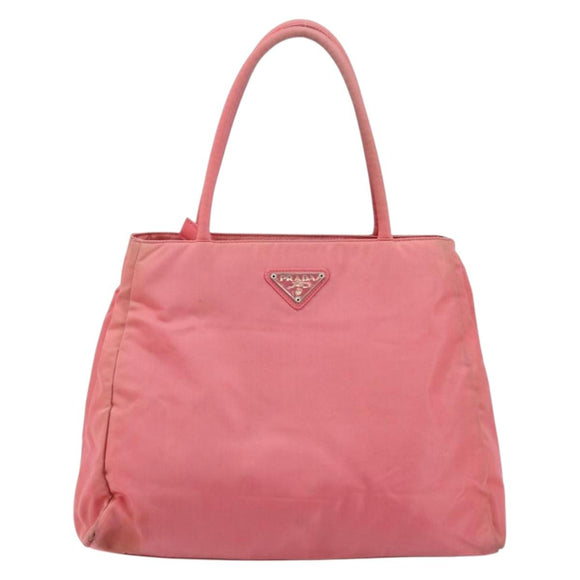 PRADA Hand Bag Nylon Pink Silver Auth bs34689