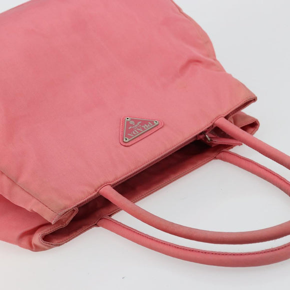 PRADA Hand Bag Nylon Pink Silver Auth bs34689