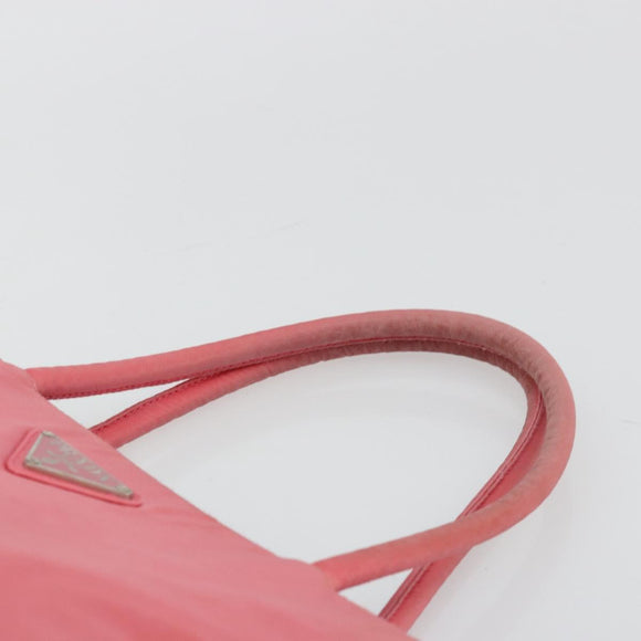 PRADA Hand Bag Nylon Pink Silver Auth bs34689