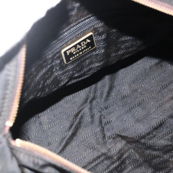 PRADA Chain Tote Bag Nylon Zwart Goud Auth bs34690