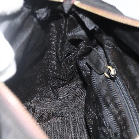 PRADA Chain Tote Bag Nylon Zwart Goud Auth bs34690