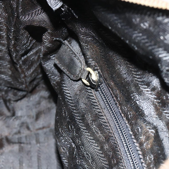 PRADA Chain Tote Bag Nylon Zwart Goud Auth bs34690