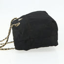 PRADA Chain Tote Bag Nylon Zwart Goud Auth bs34690-3