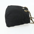 PRADA Chain Tote Bag Nylon Zwart Goud Auth bs34690-4