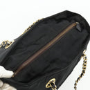 PRADA Chain Tote Bag Nylon Zwart Goud Auth bs34690-6