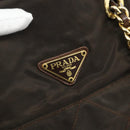 PRADA Chain Tote Bag Nylon Brown Gold Auth bs34691-17