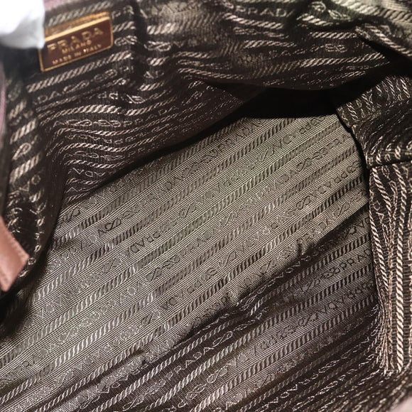 PRADA Chain Tote Bag Nylon Brown Gold Auth bs34691