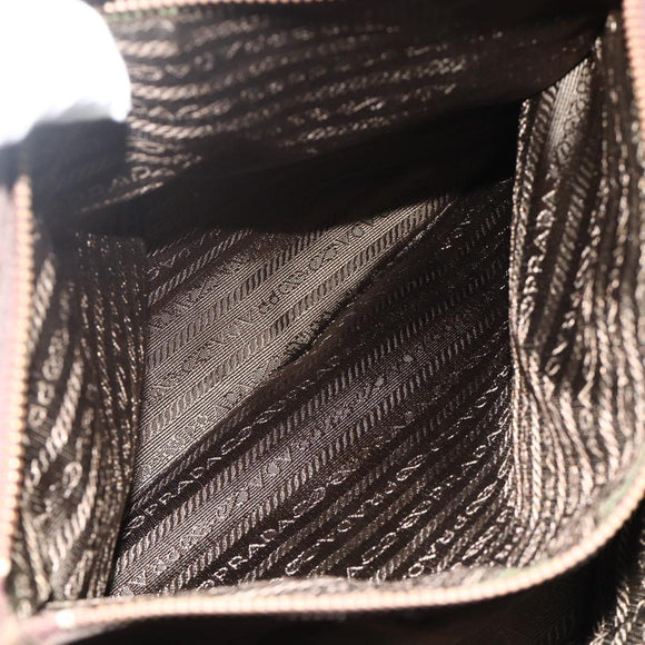 PRADA Chain Tote Bag Nylon Brown Gold Auth bs34691