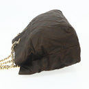PRADA Chain Tote Bag Nylon Brown Gold Auth bs34691-3
