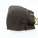 PRADA Chain Tote Bag Nylon Brown Gold Auth bs34691-4