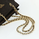 PRADA Chain Tote Bag Nylon Brown Gold Auth bs34691-7
