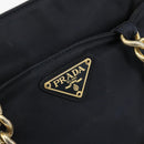 PRADA Chain Hand Bag Nylon Navy Gold Auth bs34692-17