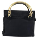 PRADA Chain Hand Bag Nylon Navy Gold Auth bs34692-2
