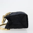 PRADA Chain Hand Bag Nylon Navy Gold Auth bs34692-4