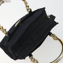 PRADA Chain Hand Bag Nylon Navy Gold Auth bs34692-6