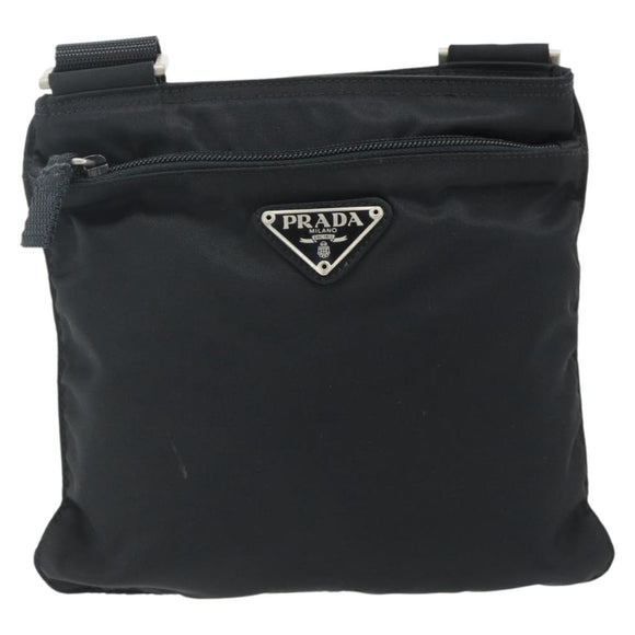 PRADA Shoulder Bag Nylon Black Silver Auth bs34694
