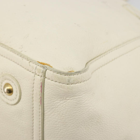 SAINT LAURENT Hand Bag Leather White Gold 172460 Auth bs34696