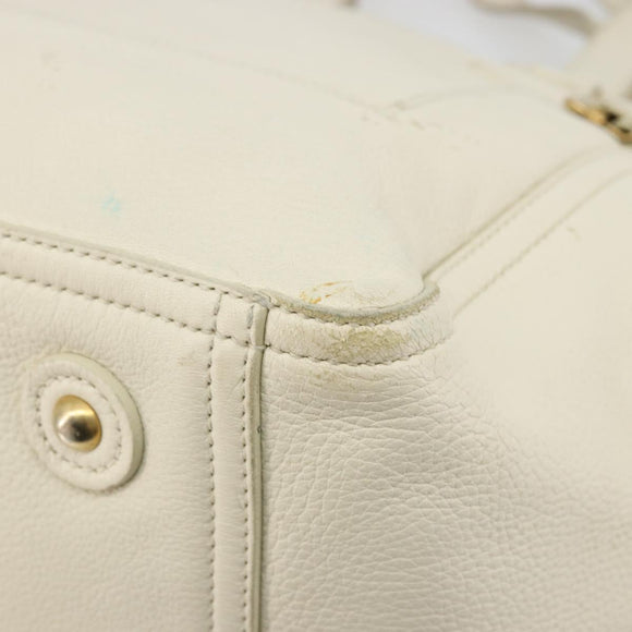 SAINT LAURENT Hand Bag Leather White Gold 172460 Auth bs34696