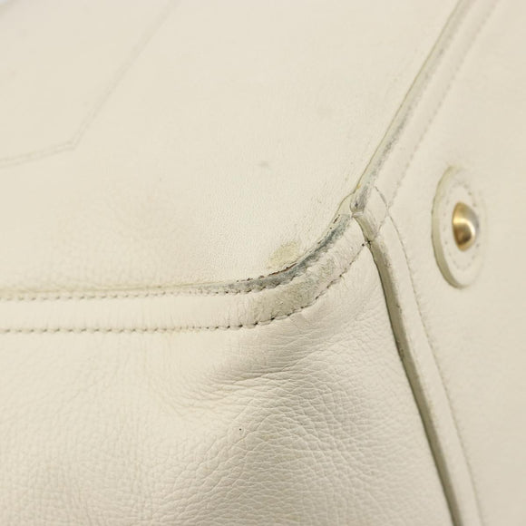 SAINT LAURENT Hand Bag Leather White Gold 172460 Auth bs34696