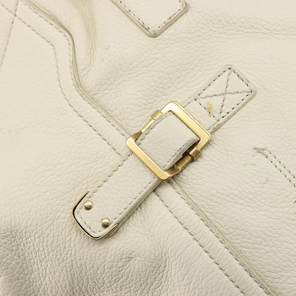 SAINT LAURENT Hand Bag Leather White Gold 172460 Auth bs34696