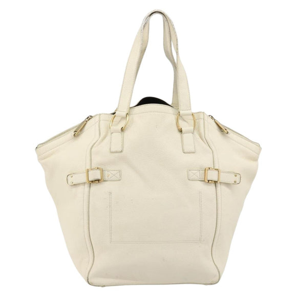 SAINT LAURENT Hand Bag Leather White Gold 172460 Auth bs34696