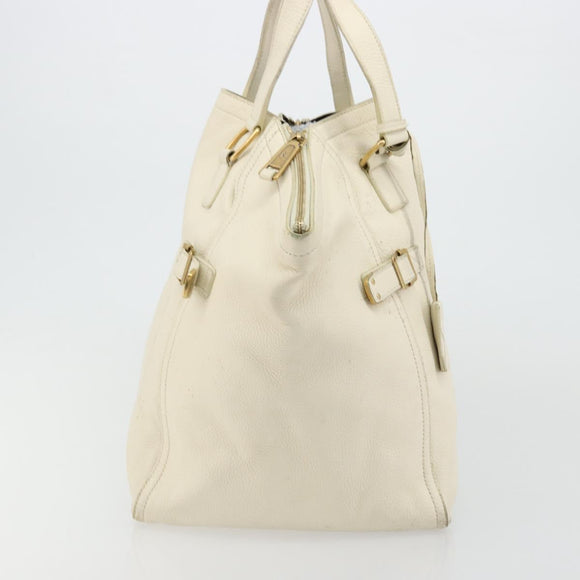 SAINT LAURENT Hand Bag Leather White Gold 172460 Auth bs34696