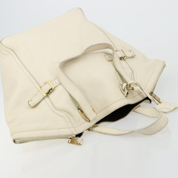 SAINT LAURENT Hand Bag Leather White Gold 172460 Auth bs34696