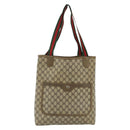 GUCCI GG Supreme Web Sherry Line Tote Bag PVC Beige 39 02 003 Auth bs34705-13
