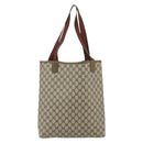 GUCCI GG Supreme Web Sherry Line Tote Bag PVC Beige 39 02 003 Auth bs34705-2
