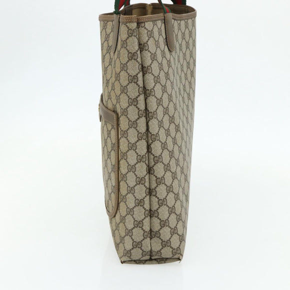 GUCCI GG Supreme Web Sherry Line Tote Bag PVC Beige 39 02 003 Auth bs34705