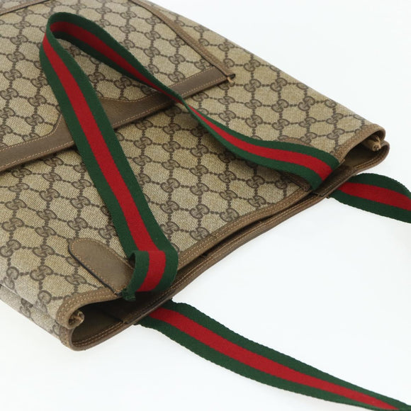 GUCCI GG Supreme Web Sherry Line Tote Bag PVC Beige 39 02 003 Auth bs34705