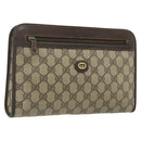GUCCI GG Supreme Clutch Bag PVC Beige Gold 97 01 037 Auth bs34706-1