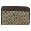 GUCCI GG Supreme Clutch Bag PVC Beige Gold 97 01 037 Auth bs34706-13