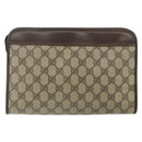GUCCI GG Supreme Clutch Bag PVC Beige Gold 97 01 037 Auth bs34706-2