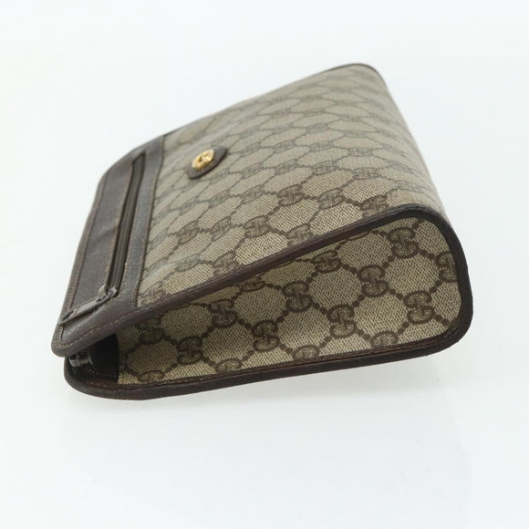 GUCCI GG Supreme Clutch Bag PVC Beige Gold 97 01 037 Auth bs34706